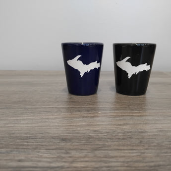 Michigan Upper Peninsula Shot Glass ( Dark Blue or Black)
