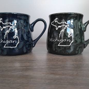 Michigan Outline 16oz Marbled Tavern Mug ( Forest Green or Marine Blue)