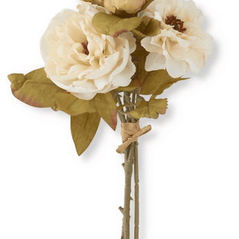 13" Cream Rose Peony/Anemone Flower - Ruffled Feather