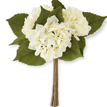 15" White Hydrangea Bundles - 3 Stems - Ruffled Feather