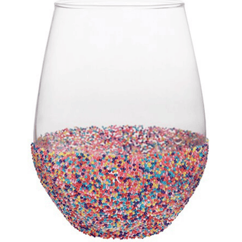 20 oz Rainbow Bead Wine Glass - Ruffled Feather