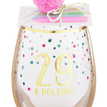 "29 and Holding" Birthday Wine Glass Set - Ruffled Feather