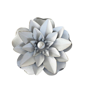 3.15" Tin Magnetic White Flower - Ruffled Feather