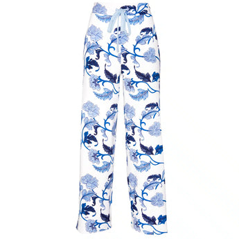 Blu Acanthus Leaf Pajama Pants