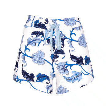 Blu Acanthus Leaf Pajama Shorts