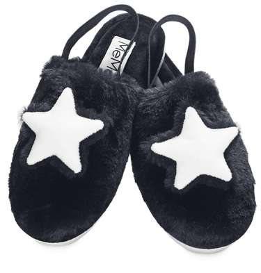 3D Plush White Star Slippers - Ruffled Feather