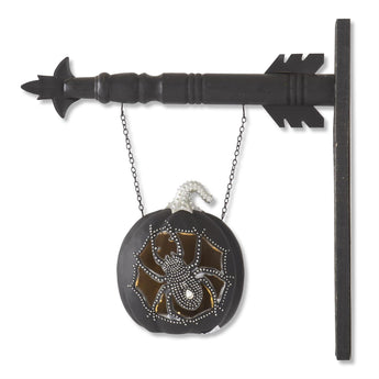 8 Inch Black & Silver LED Pumpkin w/Spider Cutout Arrow Replacement