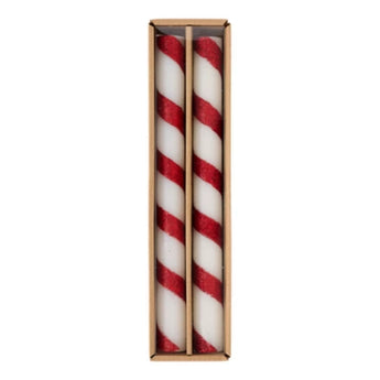 Red Stripe Taper Set Taper Candle