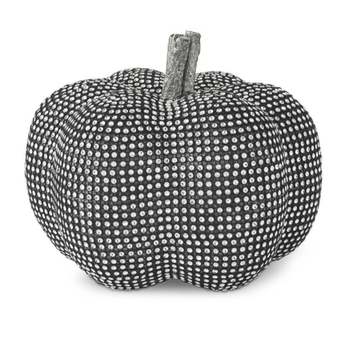 7.5" Black Pumpkin Covered in Rhinestones - Ruffled Feather