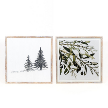 Olive/Pine Trees Reversible Wood Framed Sign