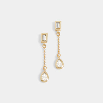Baguette Stone Chain Drop Earrings