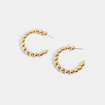 Ball Bead Post Hoop Earrings