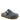 Gray boiled wool clog slipper with buckle detail and brown sole, featuring a cozy slip-on design. View from front