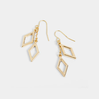 Double Diamond Chain Drop Earrings