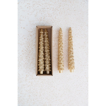 Gold Unscented Tree Shaped Taper Candles