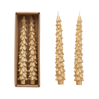 Gold Unscented Tree Shaped Taper Candles