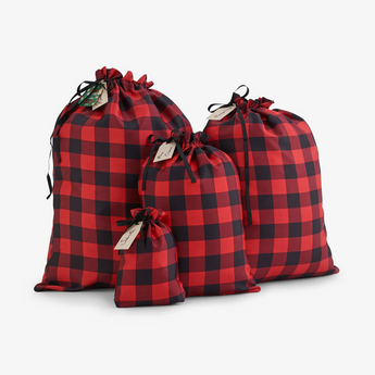 Buffalo Plaid Reusable Gift Bag Set