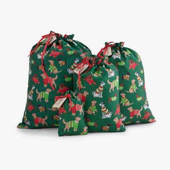 Woofing Christmas Reusable Gift Bag Set