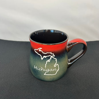 MI Outline 26 oz Rustic Taverns Mug (Red to Beige or Blue to Beige)
