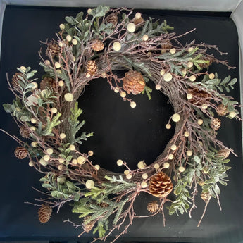 Hemlock & Cream Berry Wreath