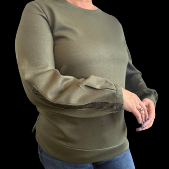Olive Orly Woman's Blouse with Rhinestone Sleeve