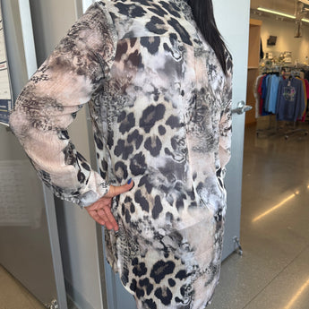 ORLY Leopard Woven Blouse Button Up