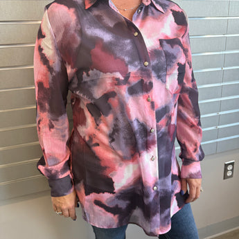 Orly Women's Purple Ombre Blouse Button Up