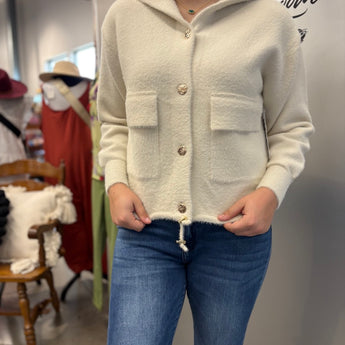 Tribal Moonstone Button Up Cardigan with  Gold Buttons