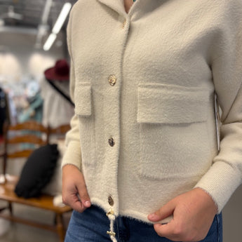 Tribal Moonstone Button Up Cardigan with  Gold Buttons