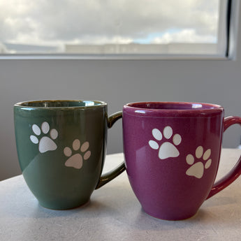 Paw Print 15 oz Vintage Bistro Mug ( Light Sage or Light Rose)