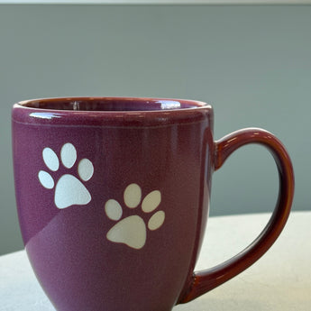 Paw Print 15 oz Vintage Bistro Mug ( Light Sage or Light Rose)