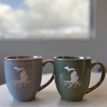 Michigan Roots 15 oz Vintage Bistro Mug ( Grey or Light Sage)