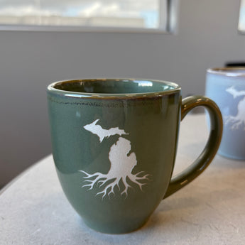 Michigan Roots 15 oz Vintage Bistro Mug ( Grey or Light Sage)