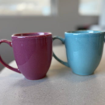 Michigan Heartbeat 15 oz Vintage Bistro Mug ( Light Blue or Light Rose)