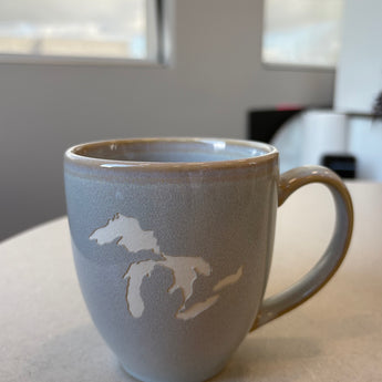 Great Lakes 15 oz Vintage Bistro Mug (Grey or Light Blue)