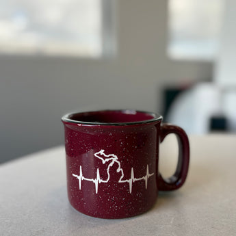 Michigan Heartbeat 15 oz Campfire Mug ( Cobalt or Burgundy)