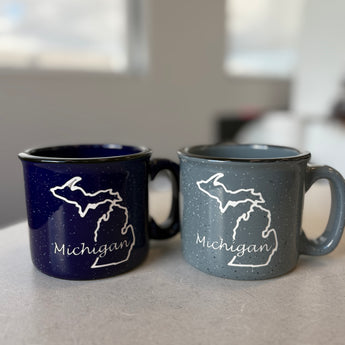 Michigan Outline 15 oz Campfire Mug ( Cobalt or Aqua)