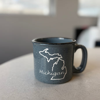 Michigan Outline 15 oz Campfire Mug ( Cobalt or Aqua)