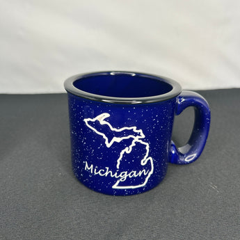 Michigan Outline 15 oz Campfire Mug (Dark Blue or Grey)