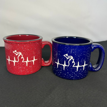 Michigan Heartbeat 15 oz Campfire Mug (Red or Dark Blue)