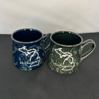 Michigan Outline 16oz Marbled Tavern Mug ( Forest Green or Dark Blue)