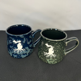 Michigan Roots Outline 16oz Marbled Tavern Mug (Forest Green or Dark Blue)