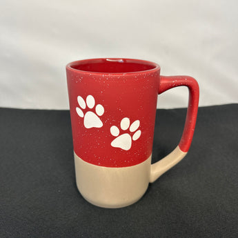 Paw Print 16oz Red to Tan Boulder Mug