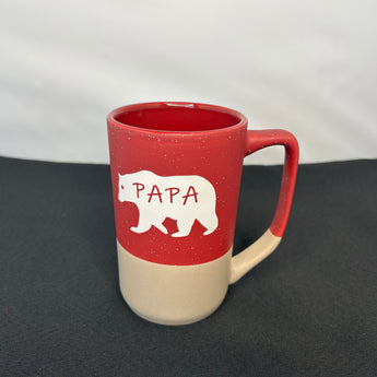 Two Tone Papa Bear or Mama Bear 16oz Boulder Mug (Blue and Tan or Red and Tan)