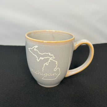 Michigan Outline 15 oz Vintage Bistro Mug (Gray or Light Sage)