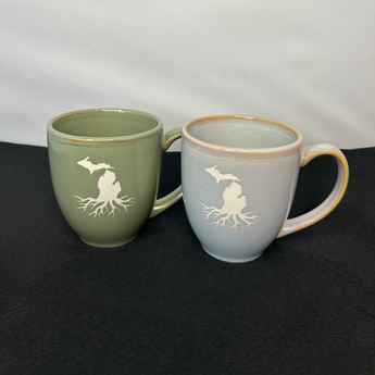 Michigan Roots 15 oz Vintage Bistro Mug (Grey or Light Sage)