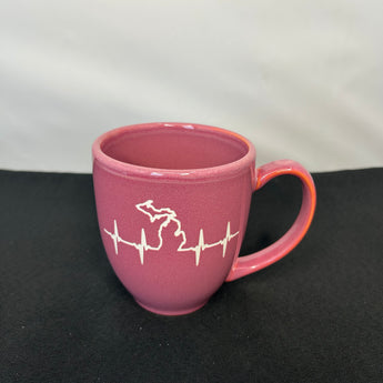 Michigan Heartbeat 15 oz Vintage Bistro Mug ( Light Blue or Rose)