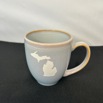 Michigan 15 oz Vintage Bistro Mug (Light Blue or Grey)