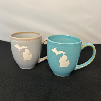 Michigan 15 oz Vintage Bistro Mug (Light Blue or Grey)