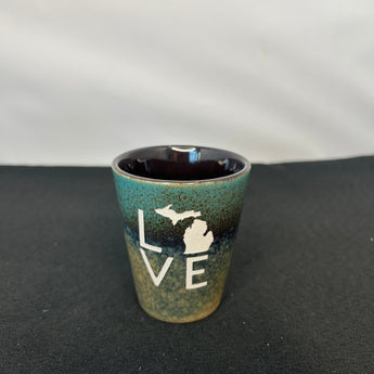 Love 3.5oz Rustic Shot Glass (Blue to Beige or Tan to Beige)